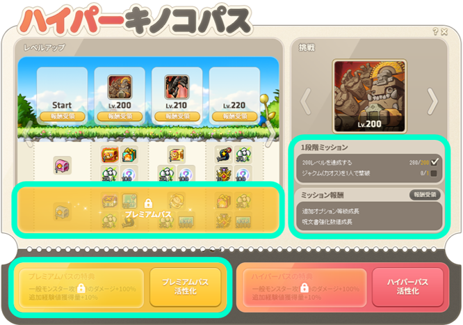 プレミアムキノコパス活性化