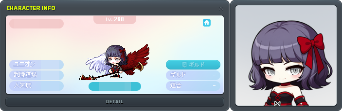キャラクター情報ウィンドウ